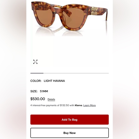 Trade only!! MIU MIU Camel Butterfly shape Sunglasses MUOYS/4BW2Z1/51 - Picture 3 of 16